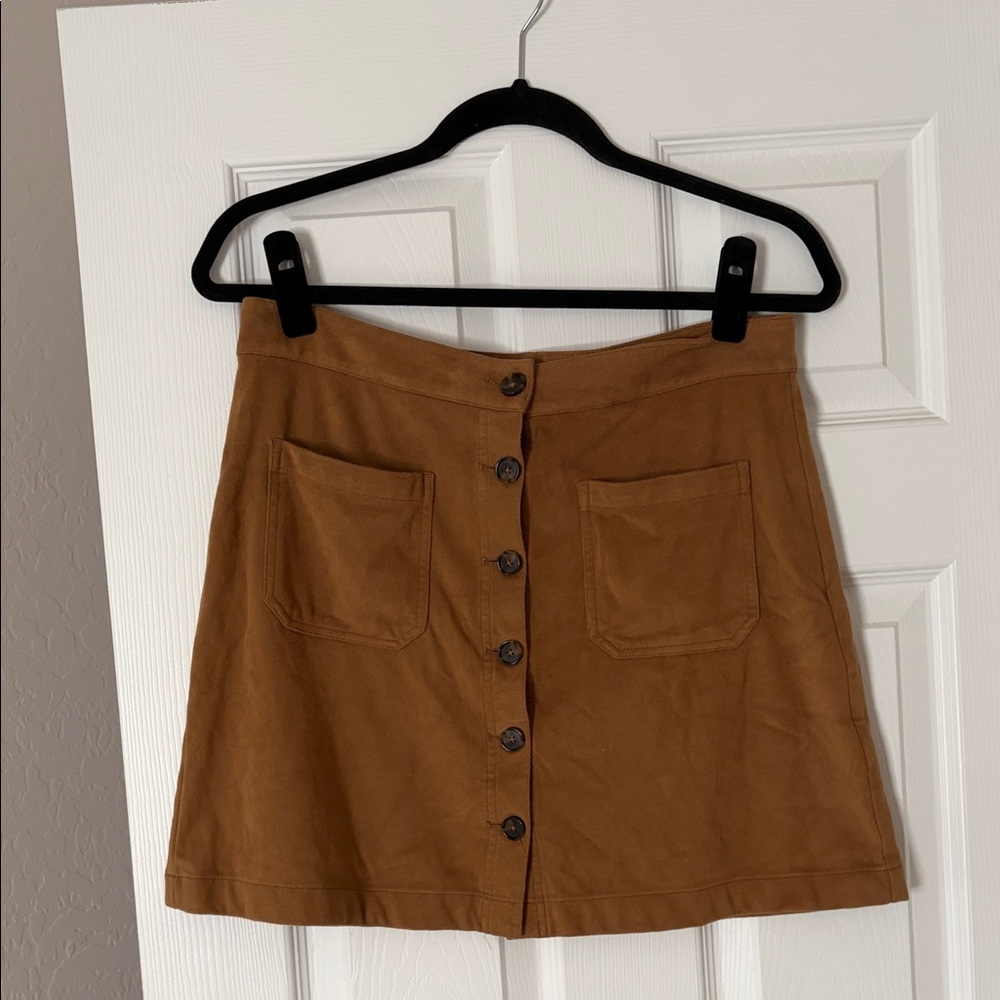Marine Layer Brown Button-Front Mini Skirt